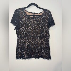 Adrianna Papell Black Lace Blouse